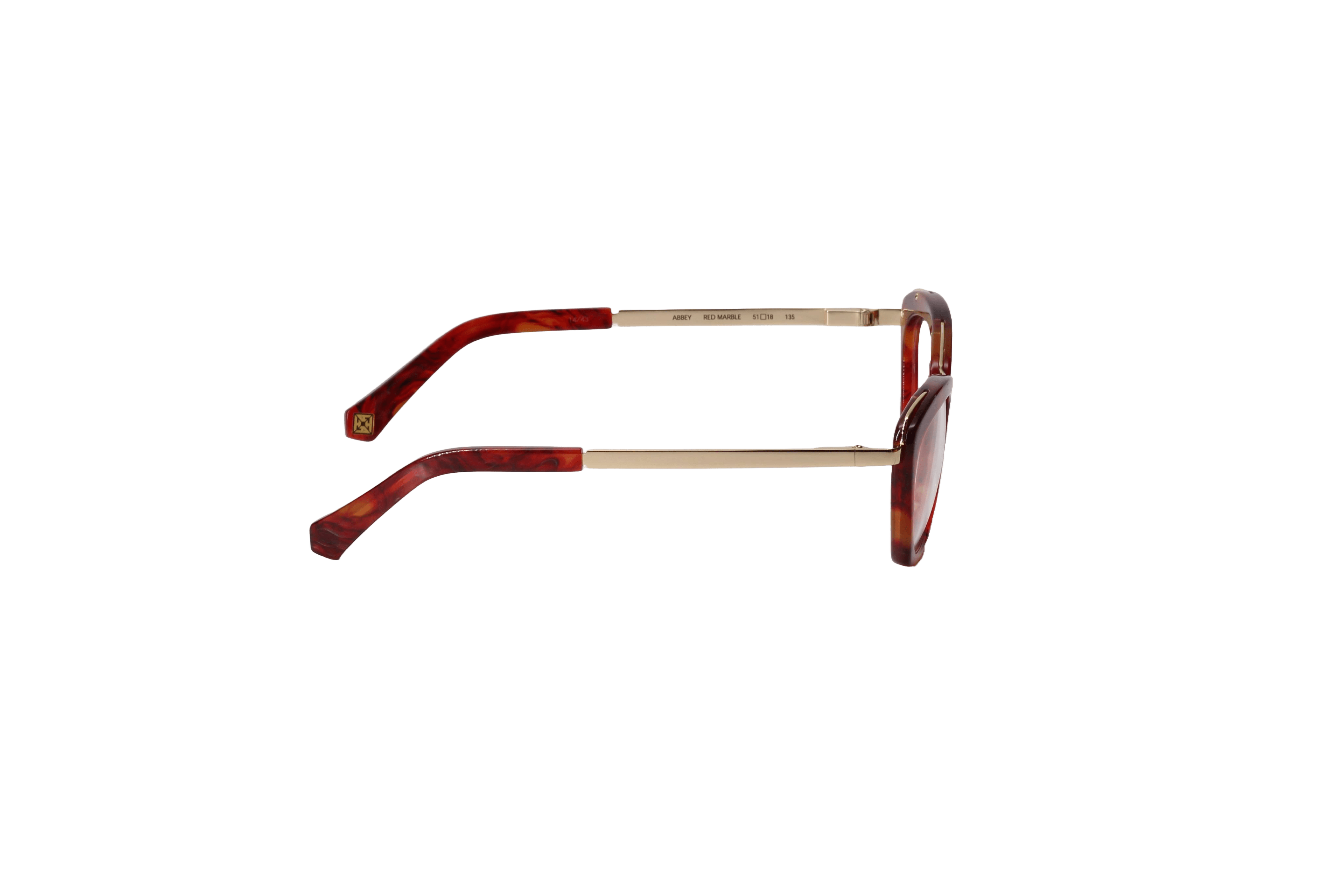 Hardy Amies Abbey red marble optical glasses.